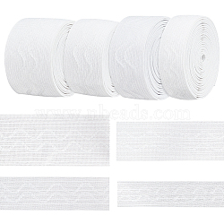 8 Yards 4 Styles Polyester Non-Slip Silicone Elastic Gripper Band for Garment Sewing Project, Flat with Wave, White, 20~38x1mm, about 2 yards/style(OCOR-BC0005-76)