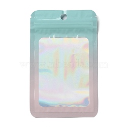 Rectangle Laser PVC Zip Lock Bags, Resealable Packaging Bags, Self Seal Bag, Pale Turquoise, 12.8x8x0.15cm, Unilateral Thickness: 2.5 Mil(0.065mm)(ABAG-P011-01D-01)