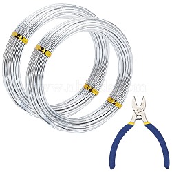 DIY Wire Wrapped Jewelry Kits, with Aluminum Wire and Iron Side-Cutting Pliers, Silver, 12 Gauge, 2mm, 10m/roll, 2rolls/set(DIY-BC0011-81E-02)