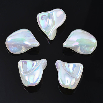 Rainbow Iridescent Plating Acrylic Beads, Glitter Beads, Nuggets, White, 23.5x19.5x18.5mm, Hole: 1.5~1.6mm