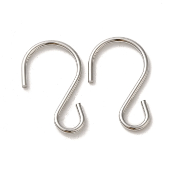304 Stainless Steel S-Hook Clasp, Stainless Steel Color, 29x17.5x1.5mm