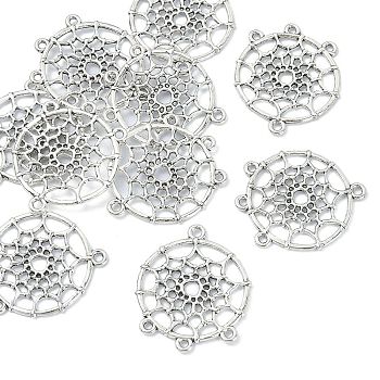 Tibetan Style Alloy Chandelier Components Links, Cadmium Free & Lead Free, Flat Round, Antique Silver, 34x28x2mm, Hole: 2mm