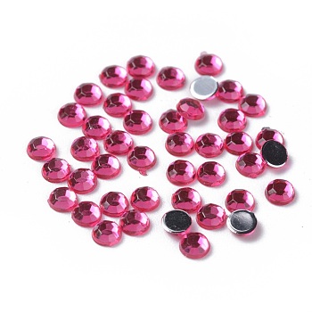 Imitation Taiwan Acrylic Rhinestone Cabochons, Faceted, Half Round, Camellia, 3x1mm, about 10000pcs/bag
