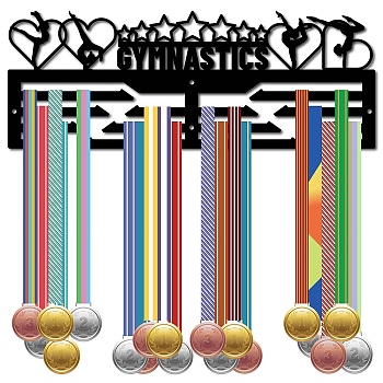 Iron Medal Holder, Medals Display Hanger Rack, Medal Holder Frame, with Screws, Rectangle, Gymnastics, Heart, 150x400mm, Hole: 5mm