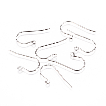 304 Stainless Steel Earring Hooks, with Horizontal Loop, Stainless Steel Color, 27.5x16.5x0.8mm, Hole: 1.8mm, 21 Gauge, Pin: 0.7mm