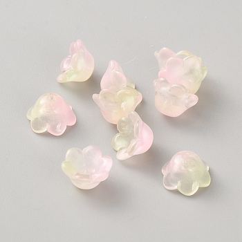 Iridescent Acrylic Bead Caps, AB Color Plated, 5-Petal Flower, Pearl Pink, 12x7mm, Hole: 1.2mm