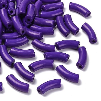 Opaque Acrylic Beads, Curved Tube, Purple, 34.5x13x11mm, Hole: 3.5mm, about 155pcs/500g