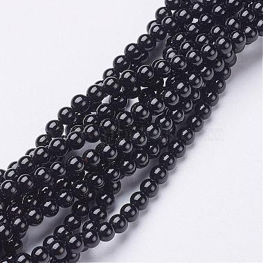 18mm Black Round Black Agate Beads