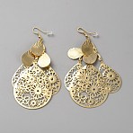 Teardrop with Flower Alloy Chandelier Earrings, Long Cluster Earrings for Women , Golden, 98x46mm(EJEW-WH0010-38G)