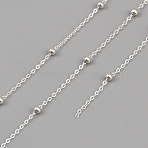 925 Sterling Silver Satellite Chains, Soldered, Silver, 1.5x1x0.2mm, about 3.28 Feet(1m)/pc(STER-WH0004-070)