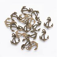 Tibetan Style Alloy Pendants, Cadmium Free & Nickel Free & Lead Free, Anchor, Antique Bronze, 17x13x2.5mm, Hole: 1.5mm(TIBEP-20289-AB-NR)