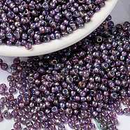 MIYUKI Round Rocailles Beads, Japanese Seed Beads, (RR360) Lined Light Amethyst AB, 8/0, 3mm, Hole: 1mm, about 422~455pcs/bottle, 10g/bottle(SEED-JP0009-RR0360)