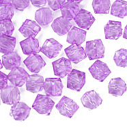 Transparent Acrylic Beads, Faceted, Cube, Medium Orchid, 10x11x11mm, Hole: 2mm, about 670pcs/500g(MACR-S373-132-B14)