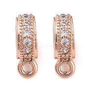 Rack Plating Brass Micro Pave Cubic Zirconia Tube Bails, Loop Bails, Long-Lasting Plated, Lead Free & Cadmium Free, Ring, Rose Gold, 10x7x3mm, Hole: 1.4mm, Inner Diameter: 4mm(KK-Z052-01RG)