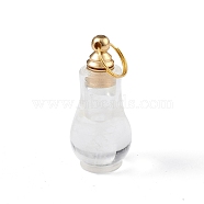 Natural Quartz Crystal Openable Perfume Bottle Pendants, Rock Crystal, Faceted Gourd Charm, with Golden Tone Brass Findings, 41.5x18mm, Hole: 10.5mm(G-H284-01B-G)