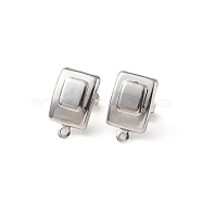 304 Stainless Steel Stud Earring Findings, with Horizontal Loops, Rectangle, Stainless Steel Color, 16x10mm, Hole: 1.4mm, Pin: 0.8mm(STAS-K254-01P)