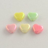AB Color Plated Heart Acrylic Beads, Mixed Color, 11x12x5mm, Hole: 2mm(X-SACR-Q106-07)