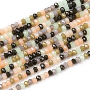 Faceted Glass Beads Strands, Rondelle, Imitation Jade Style, Mixed Color, 2~2.5x1.5~2mm, Hole: 0.6mm, about 187pcs/Strand, 12.91 inch(32.8cm)(GLAA-G074-A03)