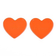 Translucent Cellulose Acetate(Resin) Pendants, Solid Color, Heart, Orange Red, 38x41x2mm, Hole: 1.4mm(X-KY-T040-31D)