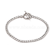 304 Stainless Steel Chain Bracelets for Women or Men, Curb Chain Bracelets, Stainless Steel Color, 8 inch(20.45cm)(BJEW-A039-04P)