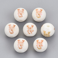 Electroplate Glass Beads, Round with Constellations Pattern, Rose Gold Plated, Scorpio, 10mm, Hole: 1.2mm(EGLA-S178-11G-04)