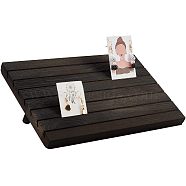 7-Slot Wooden Place Card Display Stands, for Postcards, Earring Display Cards Holder, Dyed & Heated, Rectangle, Black, 29x19x2cm, about 3pcs/set(ODIS-WH0029-52B)