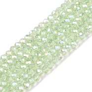 Electroplate Glass Beads Strands, AB Color Plated, Faceted, Rondelle, Pale Green, 2.3~2.7x2mm, Hole: 0.4mm, about 150~155pcs/strand, 12.60~12.99 inch(32~33cm)(EGLA-A044-T1mm-B09)