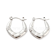 Chunky Rhombus 304 Stainless Steel Hoop Earrings for Women, Stainless Steel Color, 23x21x3mm(EJEW-C067-02P)