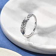 Brass Cuff Rings for Women, Arrow & Ear of Wheat, Platinum, Inner Diameter: 17mm(RJEW-U032-03P)