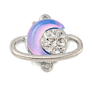 Alloy & Resin Pendants, Platinum, Planet Charms with Star, Lilac, 16x19x4mm, Hole: 1.2mm(FIND-G508-02B-02)