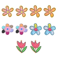 10Pcs 5 Styles Transparent Acrylic Pendants, 3D Printed, Flower, Mixed Color, 31~36x31~32.5x2.5~3.5mm, Hole: 1.5mm, 2pcs/style(KY-FS0001-10)