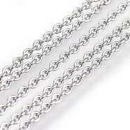 304 Stainless Steel Cable Chain, Soldered, Flat Oval, Stainless Steel Color, 10m(CHS-I002-01)