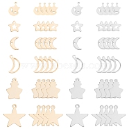 SUNNYCLUE 60Pcs 6 Styles 2 Colors 304 Stainless Steel Charms, Laser Cut, Moon & Star, Golden & Stainless Steel Color, 5pcs/style(STAS-SC0002-33)