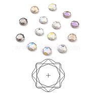 K9 Faceted Glass Rhinestone Cabochons, Flat Back & Back Plated, Flat Round, Mixed Color, 10x10x3.5mm(GLAA-H106-F02-M)