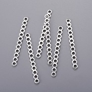 12-Hole Rectangle Nickel Free & Lead Free Alloy Spacer Bars, Long-Lasting Plated Antique Silver, 50x5x1mm, Hole: 2mm(PALLOY-J589-52AS-FF)