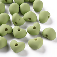 Acrylic Beads, Rubberized Style, Half Drilled Beads, Heart, Yellow Green, 14.5x18.5x13.5mm, Hole: 3.5mm(OACR-S039-03-83)