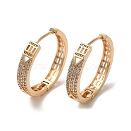 Brass Cubic Zirconia Hoop Earrings for Women, Hollow Triangle, Light Gold, 26x5mm(EJEW-M238-04KCG)