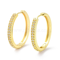 Clear Cubic Zirconia Hinged Hoop Earrings, Brass Jewelry for Women, Real 18K Gold Plated, 30x30.5x3.5mm, Pin: 0.8mm(EJEW-G333-13G)