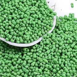 Baking Paint Glass Seed Beads, Round Hole, Peanut, Lime Green, 3.5x6x3.5mm, Hole: 0.9mm, about 3750pcs/pound(SEED-K010-A27)