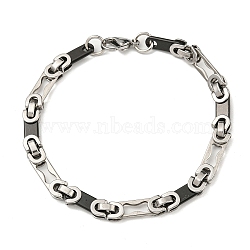 Two Tone 304 Stainless Steel Oval Link Chain Bracelet, Black, 8-7/8 inch(22.6cm), Wide: 6mm(BJEW-B078-44BP)