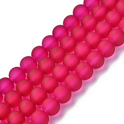 Transparent Glass Bead Strands, Frosted, Round, Medium Violet Red, 10mm, Hole: 1.3~1.6mm, about 80pcs/strand, 31.4 inch(X-GLAA-S031-10mm-39)