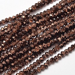 Faceted Rondelle Transparent Painted Glass Beads Strands, Coconut Brown, 3x2.5mm, Hole: 0.5mm, about 148pcs/strand, 14.9 inch(DGLA-J001-C03)