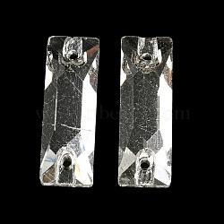 Glass Connector Charms, Faceted, Rectangle Links, Clear, 21x7x4mm, Hole: 1.2mm(GLAA-A006-16B)