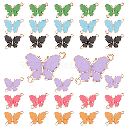 SUNNYCLUE 30Pcs 5 Colors Alloy Enamel Links, Light Gold, Butterfly, Mixed Color, 14.5x20x2mm, Hole: 1.6mm, 6pcs/color(ENAM-SC0002-49)