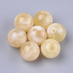 Acrylic Beads, Imitation Gemstone Style, Round, Wheat, 13.5~14x13mm, Hole: 2mm, about 330pcs/500g(OACR-T008-11A-13)