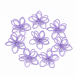 Spray Painted Eco-Friendly Iron Wire Wrapped Pendants, Flower, Medium Purple, 19x21x6mm(IFIN-T009-03D)