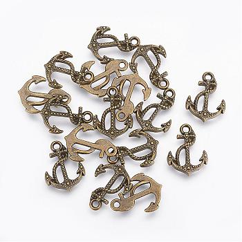 Tibetan Style Alloy Pendants, Cadmium Free & Nickel Free & Lead Free, Anchor, Antique Bronze, 17x13x2.5mm, Hole: 1.5mm