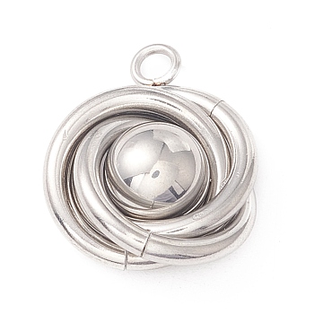 304 Stainless Steel Pendants, with 201 Stainless Steel Beads , Tricyclic, Stainless Steel Color, 20x16x8mm, Hole: 2mm