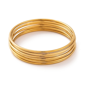 7 cs PVD Vacuum Plating 304 Stainless Steel Bangles Set for Women, Golden, 1/8 inch(3mm), Inner Diameter: 2-1/2 inch(6.3cm)