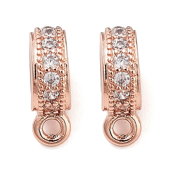 Rack Plating Brass Micro Pave Cubic Zirconia Tube Bails, Loop Bails, Long-Lasting Plated, Lead Free & Cadmium Free, Ring, Rose Gold, 10x7x3mm, Hole: 1.4mm, Inner Diameter: 4mm